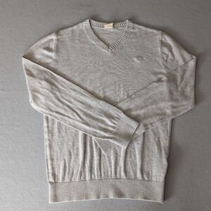 Hollister Unisex V-Neck Cotton Blend Sweater Size Small Heather Grey Y2K